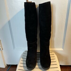 Ballin Italy Designer Suede Faux Fur Lined Wedge Boots 37 / 7 Lk new